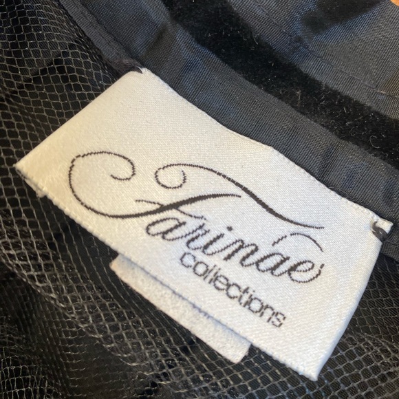 Farinae Collections Black Velvet Striped High Waist Vintage Balloon Skirt 1980s - Picture 4 of 7